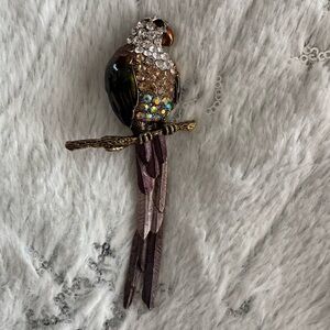 Elegant Crystal Parrot Brooch